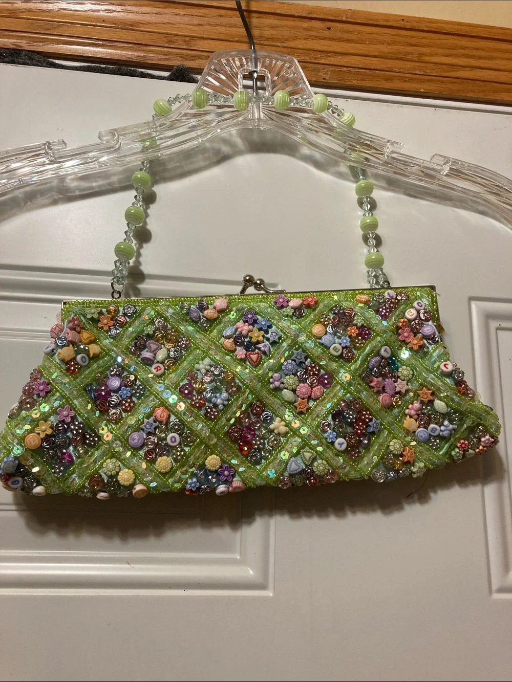 Handcrafted Beaded Green Evening Clutch
